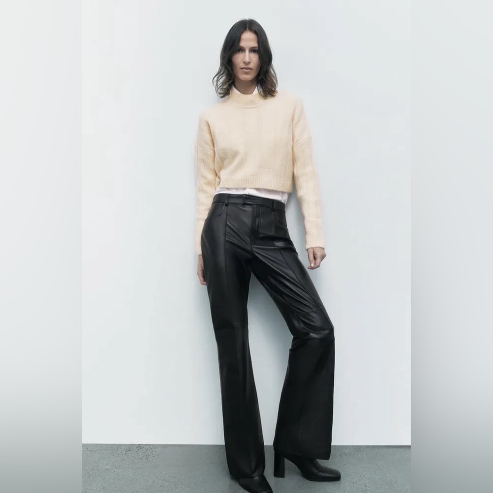 NWT Zara Limited Edition Flared Leather Trousers